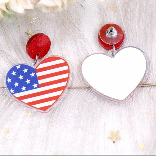 Wholesale Independence Day Heart Earrings